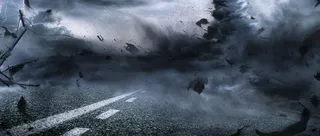 肆虐的公路龙卷风 飞沙走石高清