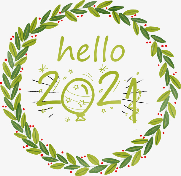 你好漂亮树叶花环创意设计元素免抠