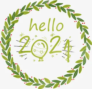 你好漂亮树叶花环创意设计元素免抠