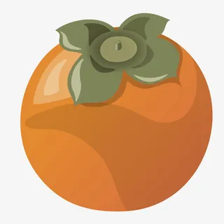 黄色扁平水果柿子免抠