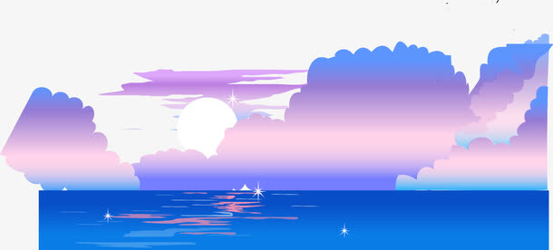 矢量海报背景风景紫色晚霞素材
