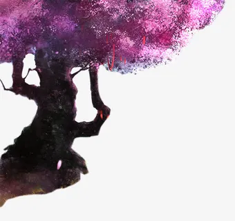 水彩樱花树免抠