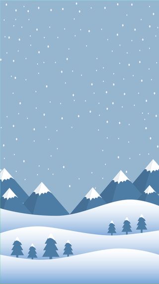 蓝色简约文艺卡通手绘户外冬季下雪场景设计高清