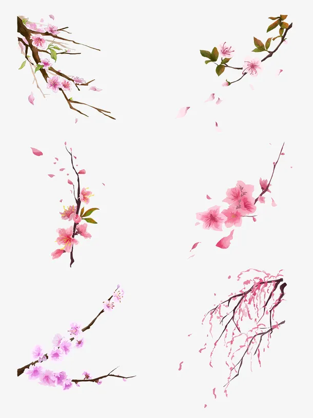 水墨桃花立春免抠