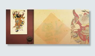 黄色 红色 春节 中国风 年画 门神高清
