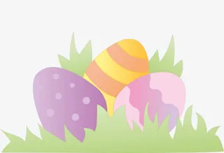 卡通手绘彩蛋草地素材免抠
