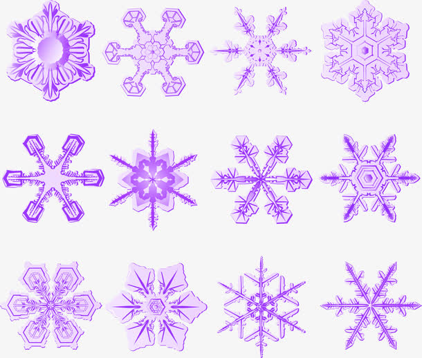 雪花冰晶紫色梦幻矢量素材免抠