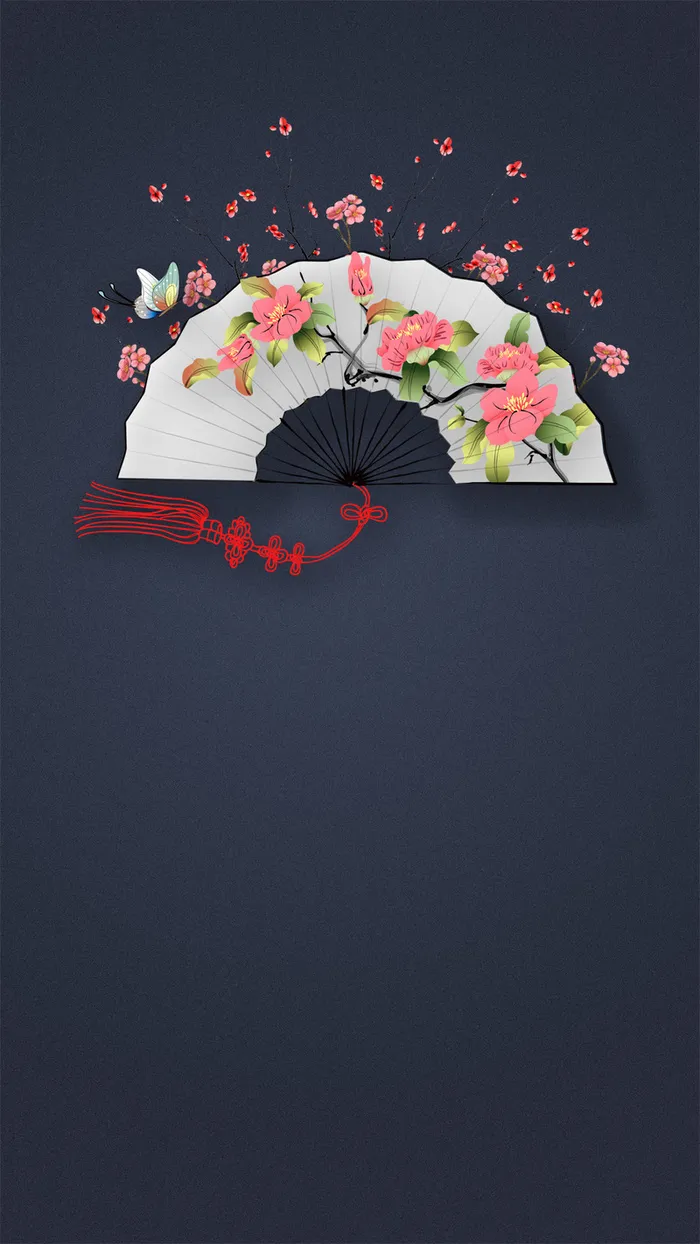 中国风春色扇子文化H5背景高清