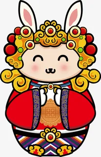 兔耳朵卡通形象素材免抠