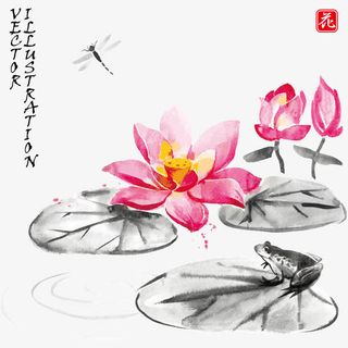 矢量荷花免抠
