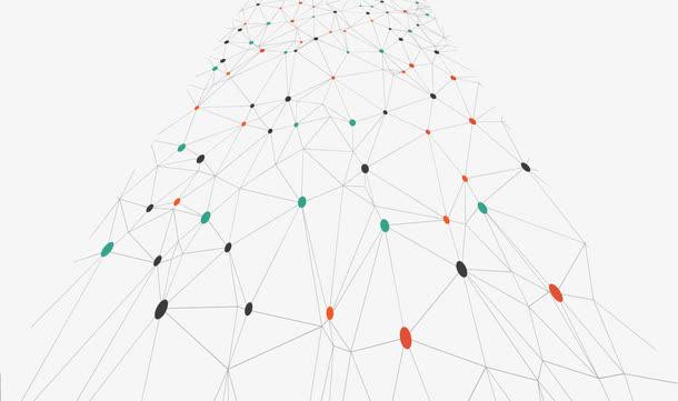 彩色圆点结构网络图免抠