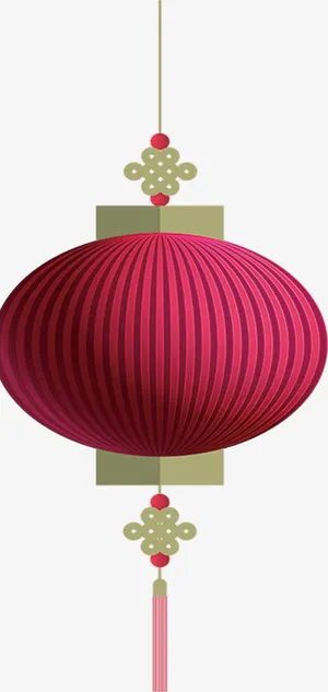 中国风扁平线条红色灯笼中国结挂免抠