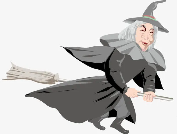 矢量骑着扫把的女巫免抠