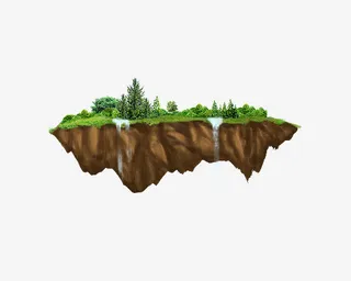 春天手绘大山树林免抠