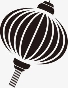 黑色卡通造型灯笼免抠