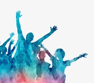 手绘狂欢的人物免抠