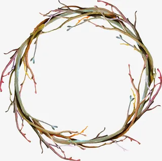 手绘树枝编环免抠