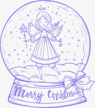 矢量手绘天使水晶球免抠