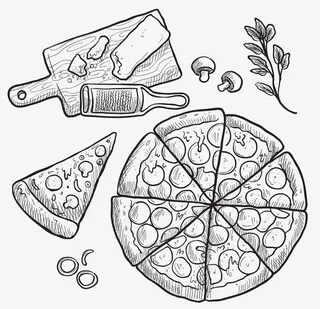 手绘披萨线稿免抠