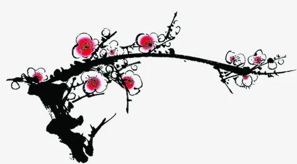 手绘粉色渐变梅花免抠