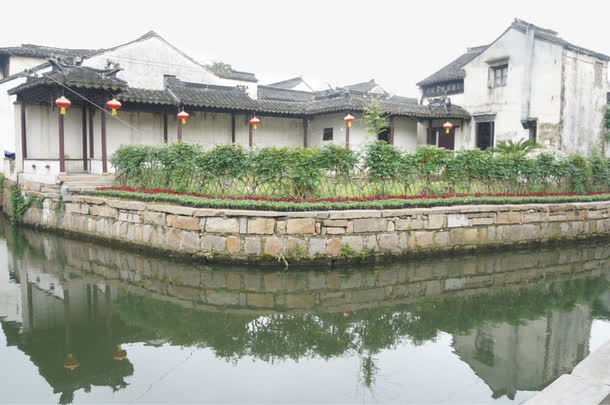 古镇河景图免抠