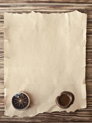 指南针与羊皮纸免抠