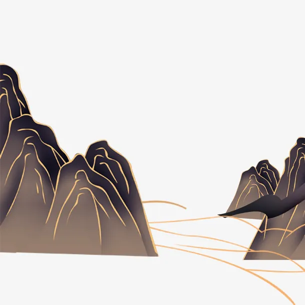 国潮国风山水插画免抠