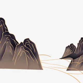 国潮国风山水插画免抠