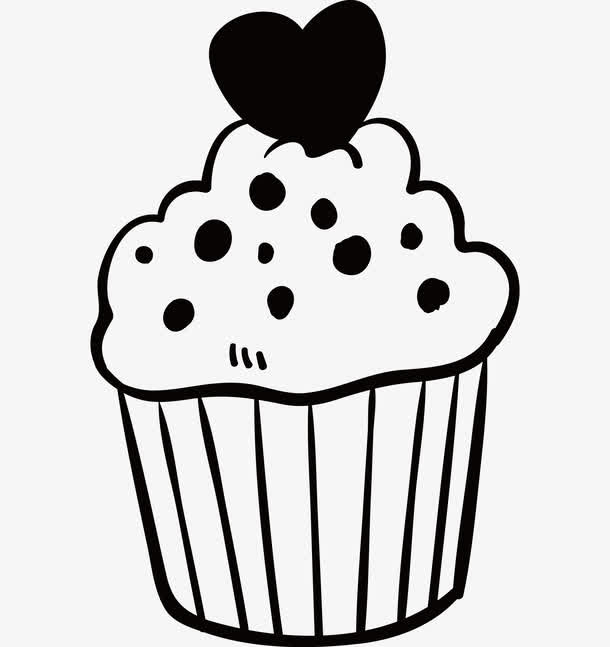 爱心纸杯蛋糕简笔画免抠