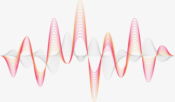 粉红色科技波纹免抠