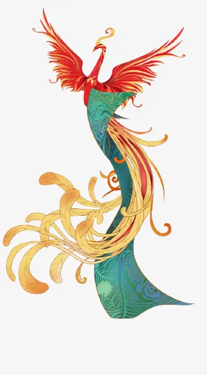 国潮彩色凤凰图元素免抠 国潮彩色凤凰图元素免抠