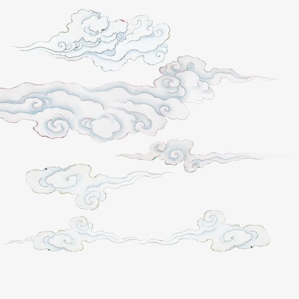 手绘多彩祥云免抠