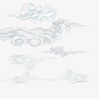 手绘多彩祥云免抠