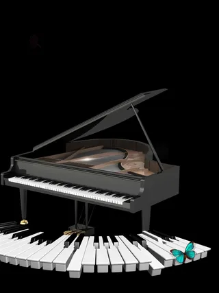 琴键黑色简约钢琴音乐培训班招生宣传高清