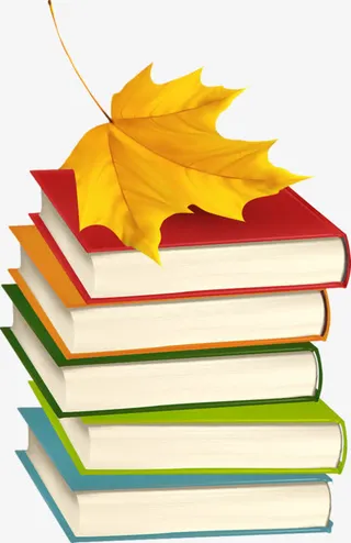 秋天黄色叶子书本免抠