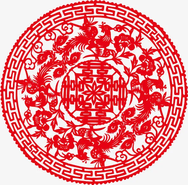 圆形矢量囍字素材图免抠