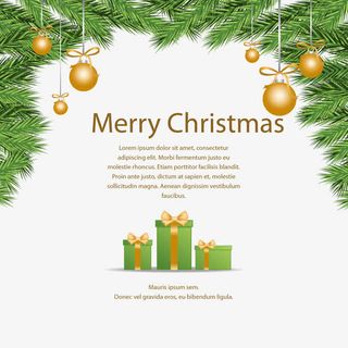 绿色松枝与礼盒矢量图免抠