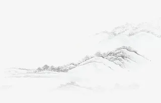 手绘中国风山水画免抠