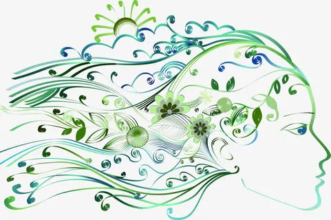 时尚春天花朵女神手绘免抠