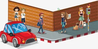 矢量车水马龙行人免抠