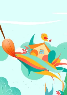 春天手绘插画海报背景模板高清