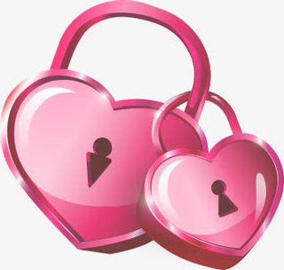 创意手绘扁平质感爱心锁链免抠