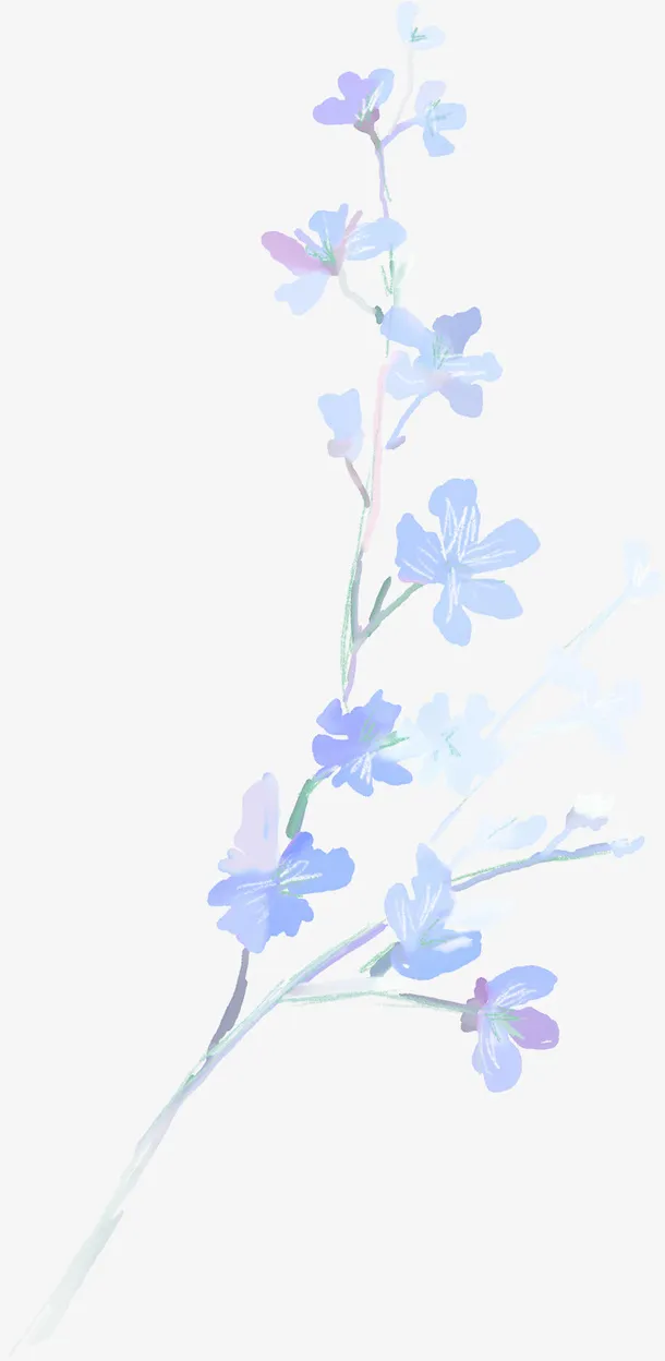蓝色花枝免抠