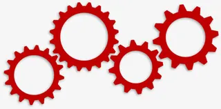 红色齿轮免抠装饰ppt元素