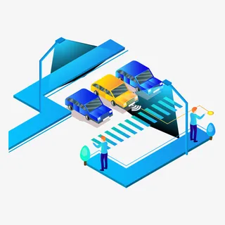 蓝色智慧城市元素免抠