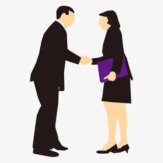 商务合作加盟握手交流人物剪影免抠