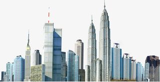 春天大气城市建筑风景免抠