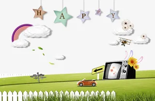 草地上的车子免抠