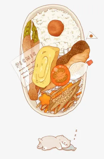 手绘可爱便当免抠