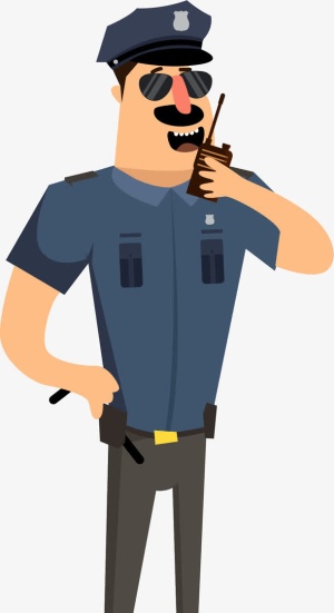 手拿对讲机小警察免抠